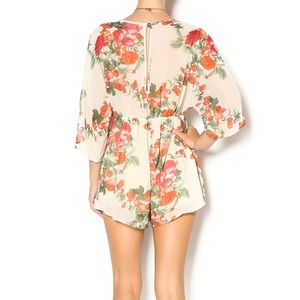 Floral Plunging V-Neckline Romper